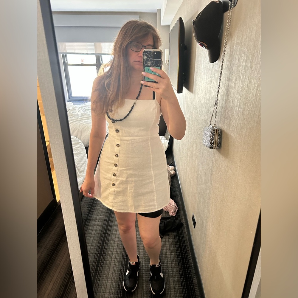 Elegant White Button-Down Dress